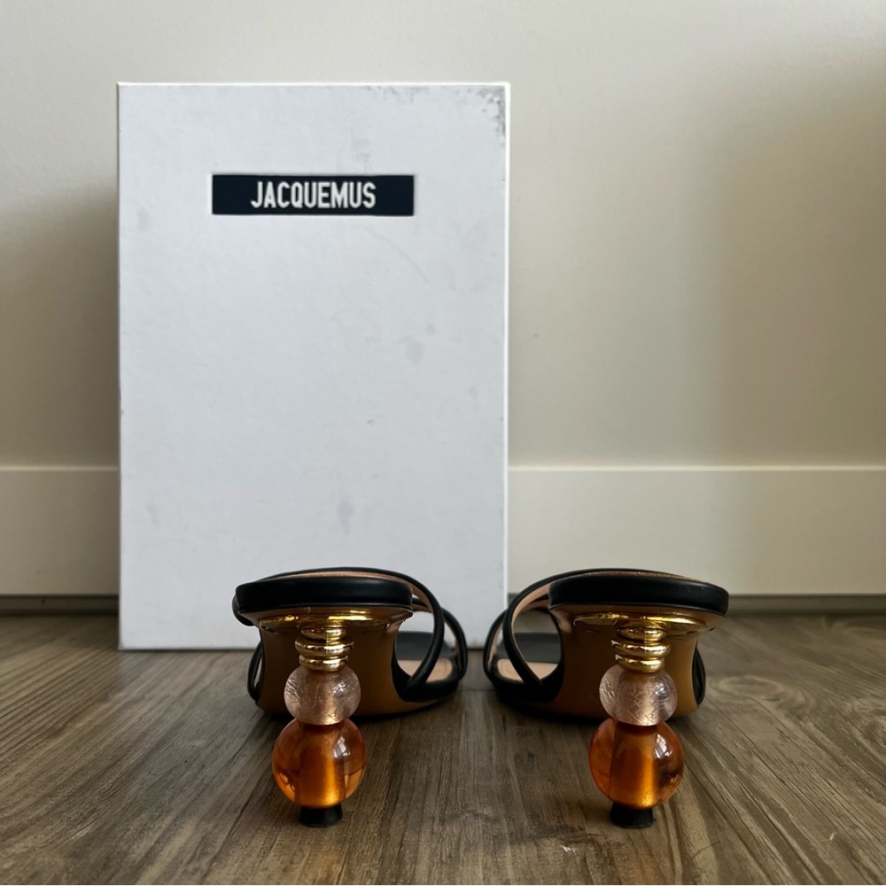 JACQUEMUS • Les Noli Black Statement Heel Strappy Sandals - Picture 13 of 16